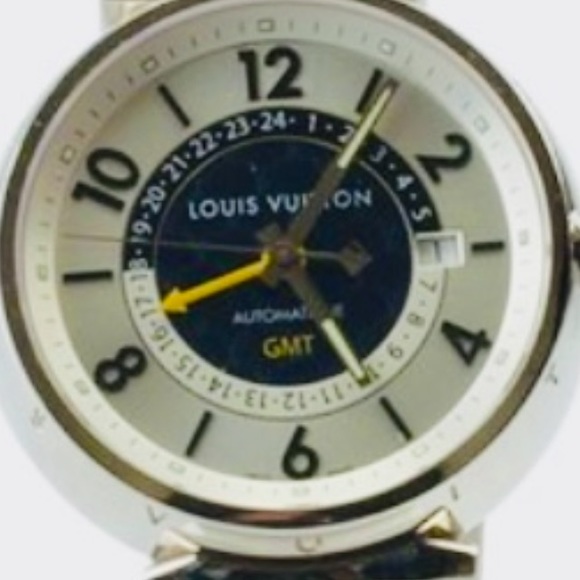 LOUIS VUITTON  18K White Gold TAMBOUR GMT // Q113E Watch - Picture 3 of 12